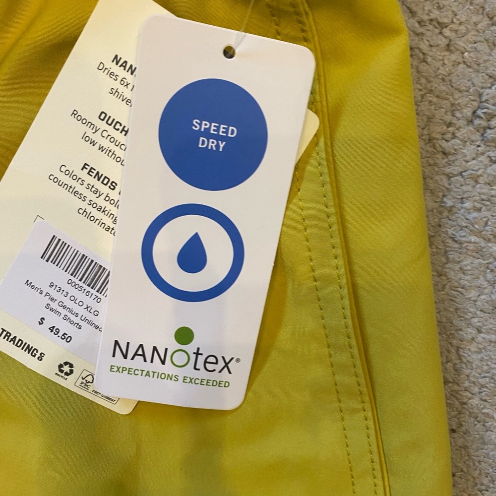 Duluth Men’s Pier Genius Unlined Yellow Swim Shorts NWT XL - Picture 7 of 8